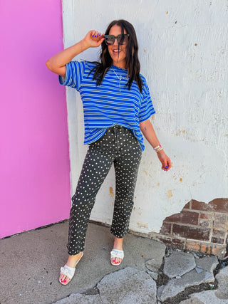 Monroe Polka Dot Straight Leg Denim