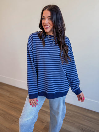 On The Line Pullover-Navy/Blue