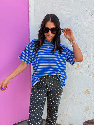 Axel Striped Tee-Blue