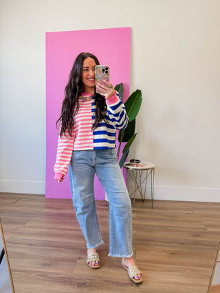 Cozy Contrast Striped Pullover
