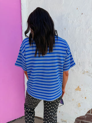 Axel Striped Tee-Blue