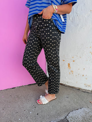 Monroe Polka Dot Straight Leg Denim