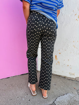 Monroe Polka Dot Straight Leg Denim
