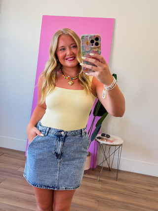 Jovie Polka Dot Tank-Yellow