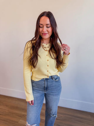 Comfy Luxe Cardigan-Lemon