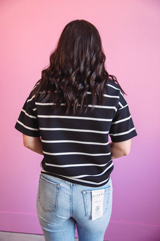 Corrie Tee-Black White Stripe-Thread & Supply