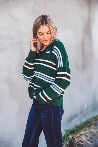 Lenny Striped Sweater-Sea Green