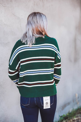 Lenny Striped Sweater-Sea Green