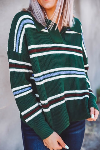 Lenny Striped Sweater-Sea Green