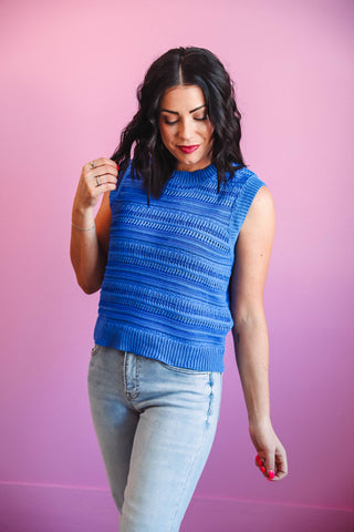 Tessa Knit Top-Blue