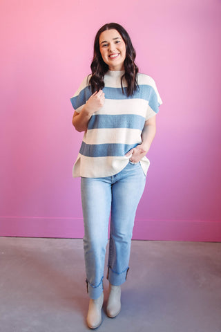 Kara Striped Sweater-Denim