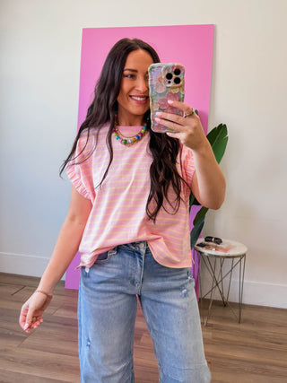 Pink Lemonade Striped Tee