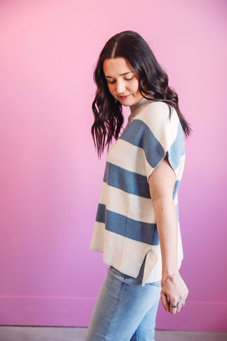 Kara Striped Sweater-Denim