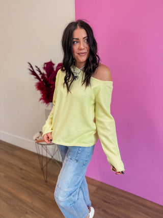Lemon Drop Off Shoulder Sweater