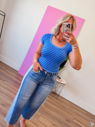 Chill Day Striped Tee-Marina