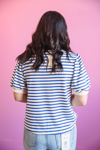 Alyssa Striped Top-Royal