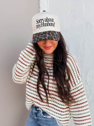 Sorry About My Husband Trucker Hat-Leopard