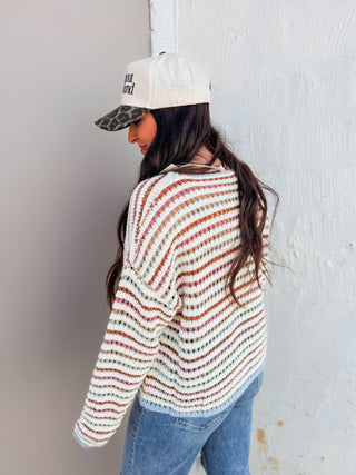 Vanessa Striped Sweater-Blue Mix