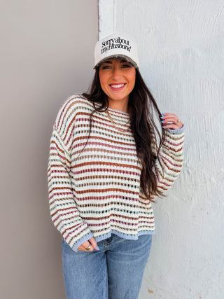 Vanessa Striped Sweater-Blue Mix