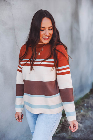 Veronica Striped Sweater-Copper