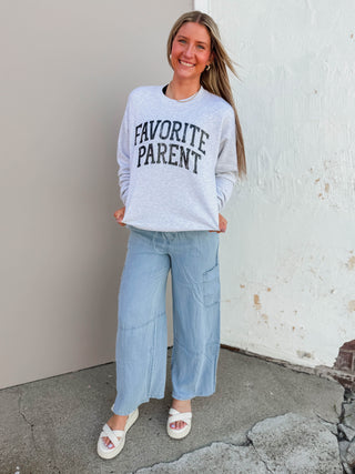 Favorite Parent Crewneck-Ash Grey