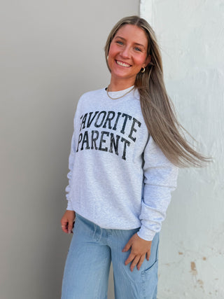Favorite Parent Crewneck-Ash Grey
