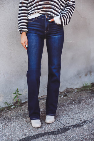 Selena Mid Rise Straight Leg Denim