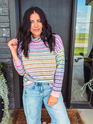 Rainbow Wishes Sweater-Lavender Mix