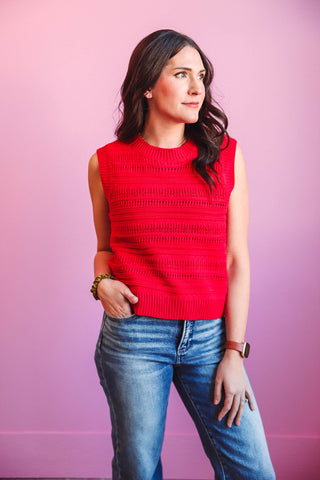 Tessa Knit Top-Red