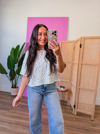 Meadow Floral Top-Blue