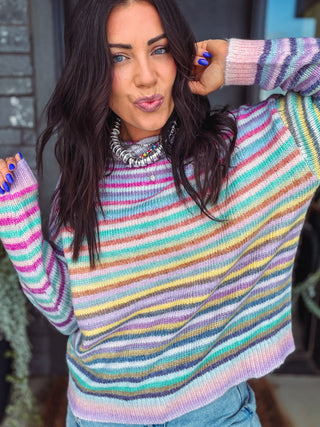 Rainbow Wishes Sweater-Lavender Mix