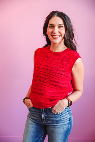 Tessa Knit Top-Red