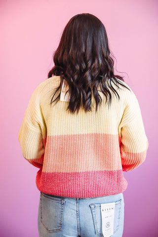 Madison Color Block Sweater-Orange Mix