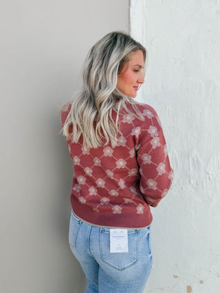Amanda Floral Cardigan-Terracotta