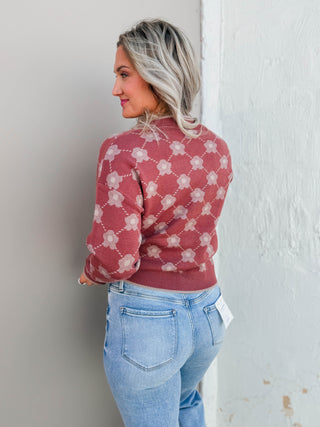 Amanda Floral Cardigan-Terracotta