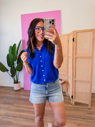 Tatum Knit Top-Cobalt Blue