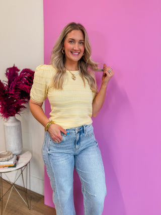 Lindy Knit Top-Lemon