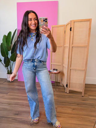 Tatum Knit Top-Light Blue