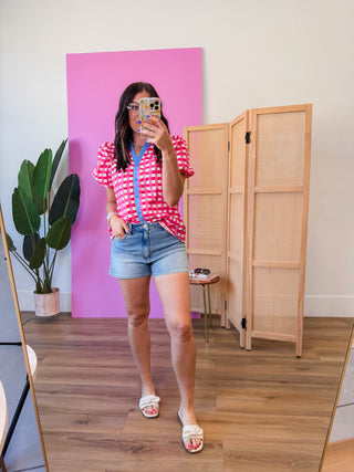 Gia Plaid Top-Pink