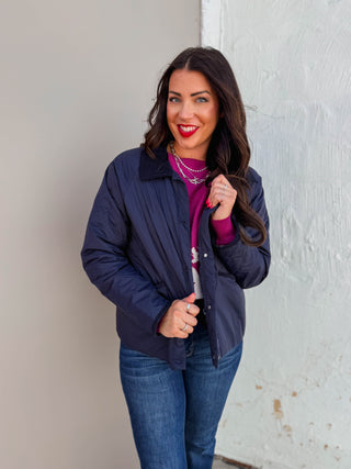 Hanna Quilted Jacket-Navy