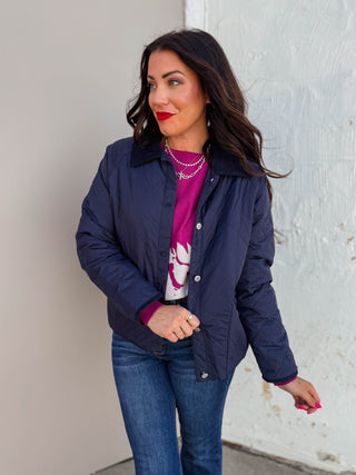 Hanna Quilted Jacket-Navy