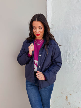 Hanna Quilted Jacket-Navy