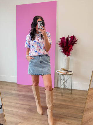 Presley Floral Top-Lavender/Blue