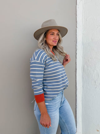 Cade Striped Sweater-Blue