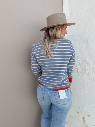 Cade Striped Sweater-Blue