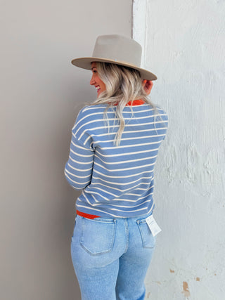 Cade Striped Sweater-Blue