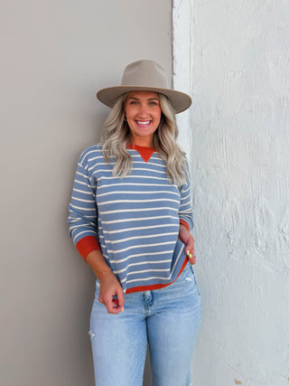 Cade Striped Sweater-Blue