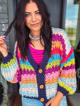 Happy Mix Cardigan-Navy Mix
