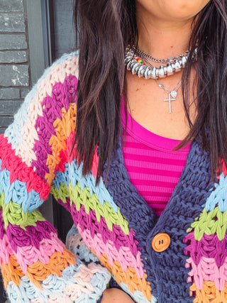 Happy Mix Cardigan-Navy Mix