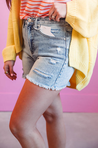 Maya High Rise Denim Shorts